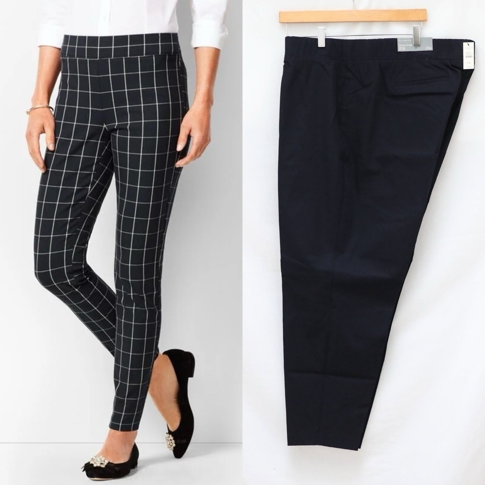 Talbots Plus Size Pull-On Skinny Ankle Pants 24w Dark Navy Blue Nwt New Stretch